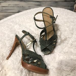 Green T-strap Platform Sandals